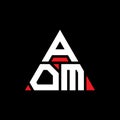 AOM triangle letter logo design with triangle shape. AOM triangle logo design monogram. AOM triangle vector logo template with red Royalty Free Stock Photo