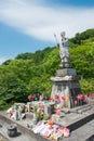 Jizo Bosatsu Statue at Osorezan Bodaiji Temple in Mutsu, Aomori, Japan. founded in 862 AD by the Royalty Free Stock Photo