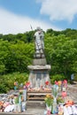 Jizo Bosatsu Statue at Osorezan Bodaiji Temple in Mutsu, Aomori, Japan. founded in 862 AD by the Royalty Free Stock Photo