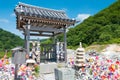 Osorezan Bodaiji Temple in Mutsu, Aomori, Japan. founded in 862 AD by the famed monk Ennin, a famous Royalty Free Stock Photo