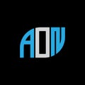 AON letter logo design on black background.AON creative initials letter logo concept.AON letter design Royalty Free Stock Photo