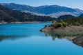 Aoos Springs Lake in Metsovo in Epirus. mountains of Pindus in northern Greece Royalty Free Stock Photo