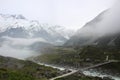 Mt. Cook in mist New Zealand Tasman Glacier View Track