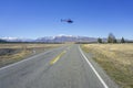 AORAKI MOUNT COOK, NEW ZEALAND 16TH APRIL 2014; Unidentified helicopter flying over the amazing South Island, New Zealand Royalty Free Stock Photo