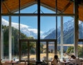 Aoraki Mount Cook New Zealand from the window of the Aoraki Village Lodge Royalty Free Stock Photo