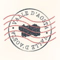 Aosta, Aosta Valley, Italy Stamp Postal. Map Silhouette Seal. Passport Round Design. Vector Icon. Design Retro Travel.