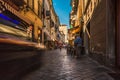 Aosta city center street road people walk fast for shopping