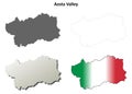 Aosta Valley blank outline map set