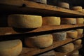 Aosta valley Italian cheese traditional cave aging storage. Royalty Free Stock Photo