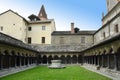 Aosta, Aosta Valley, Italy- 10/14/2019- The Romanesque cloister of the collegiate church of Sant`Orso