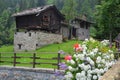 Aosta Valley/Italy-View of traditional wooden and stones village
