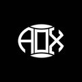 AOX abstract monogram circle logo design on black background. AOX Unique creative initials letter logo Royalty Free Stock Photo