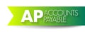 AP - Accounts Payable is money owed by a business to its suppliers shown as a liability on a company\'s balance sheet Royalty Free Stock Photo