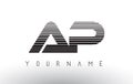AP Black and White Horizontal Stripes Letter Logo.