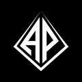 AP logo letters monogram with prisma shape design template