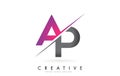 AP A P Letter Logo with Colorblock Design and Creative Cut