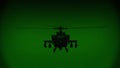 Apache AH-64 helicopter flies at night, night vision infrared Royalty Free Stock Photo