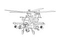 Apache Helicopter Vector Line Art illustration