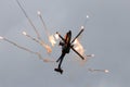 Apache attack helicopter and flares Royalty Free Stock Photo