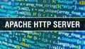 APACHE HTTP SERVER with Digital java code text. APACHE HTTP SERVER and Computer software coding vector concept. Programming coding Royalty Free Stock Photo