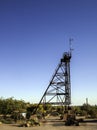 Apache Junction, Arizona, USA 04/25/2019 The mine elevator over the entrance to the Goldfield Ghost town