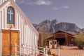 Apache Junction, Arizona / USA - October 7 2020: The Elvis Presley Memorial Chapel and replica Wild West buildings