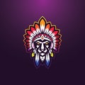 Apache lion face logo collor Royalty Free Stock Photo