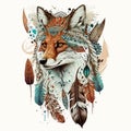 Apache, Mayan Indian totem design of wild red fox Royalty Free Stock Photo