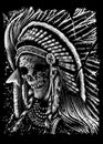 Apache skull design Art Illustration