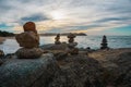 Apacheta Stone Mound in Sayulita Mexican Beach. Royalty Free Stock Photo