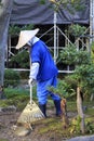 Japanese gardener at Kanazawa garden. Kanazawa Japan