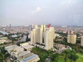 An apartmen shown from a tall building, bird eye angle photography