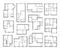 Apartment architectural plans flat vector illustrations set Royalty Free Stock Photo
