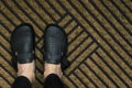 Apartment, background, black, brown, carpet, clean, closeup, cozy, design, domestic, door, doormat, doorstep, doorway, empty, ente Royalty Free Stock Photo