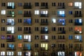 Apartment block illuminated at night Royalty Free Stock Photo