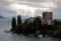 Apartment Blocks and Boats in Montreux Switzerland