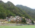 Apartment blocks and mountains