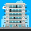 Apartment Building and City Illustration. Urban family home classic building vector illustration