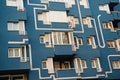 Apartment building facade closeup. Modern architecture and structure. Residential real estate. Barcelona. Travelling and