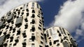 Exterior of a high-rise apartment building facade, windows and balconies. Royalty Free Stock Photo