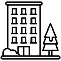 Apartment Building icon, Winter city related vector