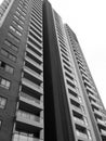 Apartment building with modern style. Gray scale with architectural details.