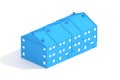 Apartment building rendered in Blue. Royalty Free Stock Photo