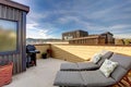 Apartment building roof top terrace exterior.