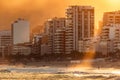 Apartment Buildings in Front of the Beach by Sunset Royalty Free Stock Photo