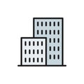 Apartment buildings, real estate flat color line icon. Royalty Free Stock Photo
