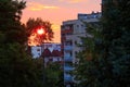 Goclaw housing estate in the evening at sunset