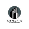 Apartment cityscape logo design, City town construction with circle vector, can be used as symbols, brand identity, company logo,