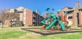 Apartment complex building with a central playground