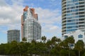 Apartment complexes, South Pointe Park, South Beach, Florida Royalty Free Stock Photo